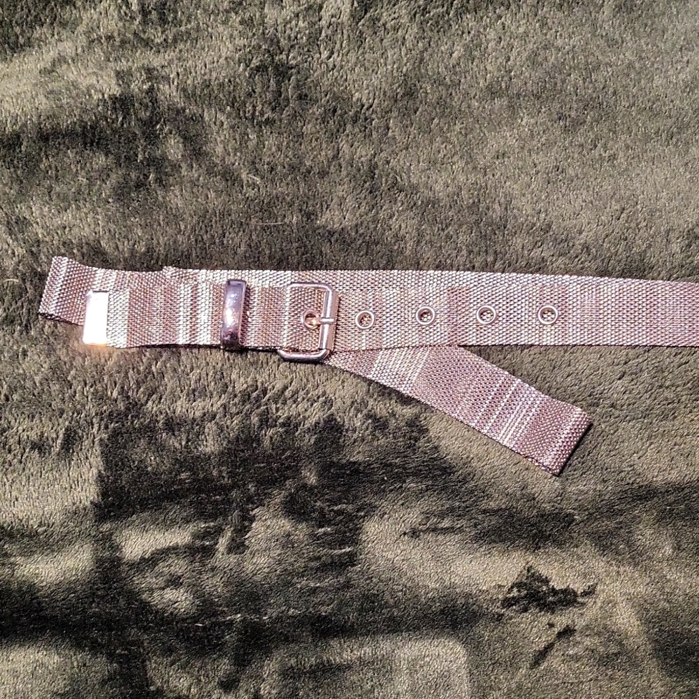 Vintage Silver Tone Mesh Belt Estimated XL